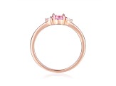 Pink and White Sapphire 14K Rose Gold Over Sterling Silver Dainty Ring, 0.53ctw