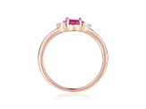 Ruby and White Sapphire 14K Rose Gold Over Sterling Silver Dainty Ring, 0.53ctw