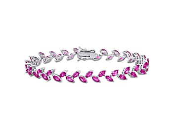 Picture of 12 CT TGW Created Pink Sapphire Bracelet in Sterling Silver