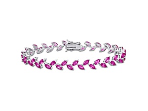 12 CT TGW Created Pink Sapphire Bracelet in Sterling Silver