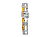 Rhodium Over 14k White Gold Citrine and Diamond Cross Chain Slide Pendant