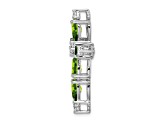 Rhodium Over 14k White Gold Peridot and Diamond Cross Chain Slide Pendant