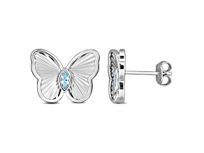 1/4 CT TGW Sky Blue Topaz Butterfly Stud Earrings in Sterling Silver