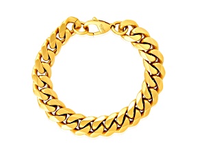 Invicta Jewelry Men's Curb Chain Yellow Steel Bracelet (14mm) - 9"