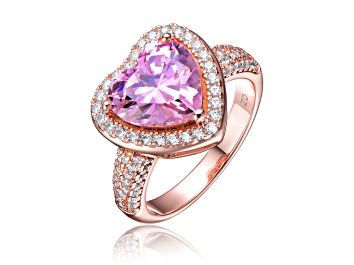 Picture of Pink Cubic Zirconia, 18k Rose Gold Plated over Sterling Silver Heart Modern Ring