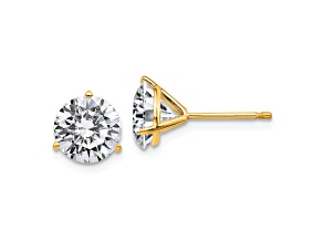 14K Yellow Gold 3ct. 7.5mm Round J-K Color Moissanite Earrings