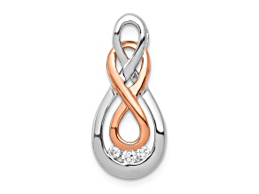 10k White and 10k Rose Gold Diamond Double Infinity Chain Slide Pendant