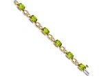 14K Two-tone Gold with Rhodium Over 14k Yellow Gold Peridot and Diamond Bracelet