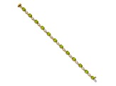 14K Two-tone Gold with Rhodium Over 14k Yellow Gold Peridot and Diamond Bracelet