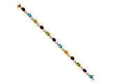 14k Yellow and White Gold with Rhodium Over 14k Yellow Gold Rainbow Gemstone and Diamond Bracelet