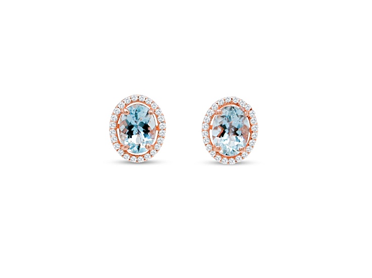 Aquamarine and CZ 1.87 Ctw Oval 18K Rose Gold Over Sterling Silver ...