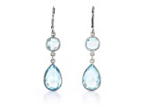 Sky Blue Pear And Round Topaz Sterling Silver Earrings 15ctw