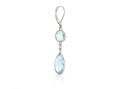 Sky Blue Pear And Round Topaz Sterling Silver Earrings 15ctw