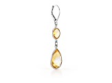 Yellow Pear And Round Citrine Sterling Silver Earrings 11ctw