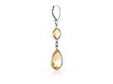 Yellow Pear And Round Citrine Sterling Silver Earrings 11ctw