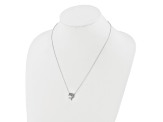 Rhodium Over Sterling Silver Polished Cubic Zirconia Dolphin 18 Inch with 2" Extension Necklace