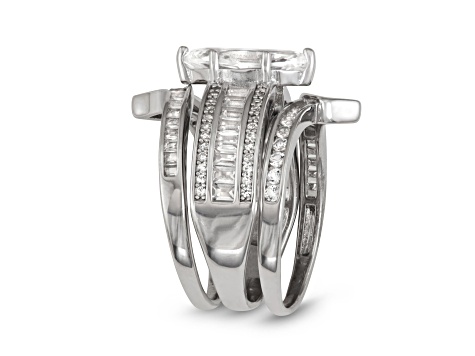 Lab Created Marquise Cut White Sapphire Sterling Silver Bridal Ring Set 3.00ctw