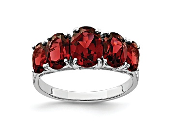 Picture of Rhodium Over Sterling Silver Garnet Ring