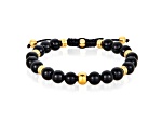 Invicta Jewelry Men's Onyx Stone and Yellow Steel Bead Adjustable Bracelet (8mm)