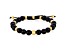Invicta Jewelry Men's Matte Black Agate Stone and Yellow Steel Bead Adjustable Bracelet (8mm)