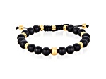 Invicta Jewelry Men's Matte Black Agate Stone and Yellow Steel Bead Adjustable Bracelet (8mm)