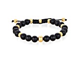 Invicta Jewelry Men's Matte Black Agate Stone and Yellow Steel Bead Adjustable Bracelet (8mm)