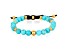 Invicta Jewelry Men's Turquoise Stone and Yellow Steel Bead Adjustable Bracelet (8mm)