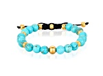 Invicta Jewelry Men's Turquoise Stone and Yellow Steel Bead Adjustable Bracelet (8mm)