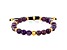 Invicta Jewelry Men's Amethyst Stone and Yellow Steel Bead Adjustable Bracelet (8mm)