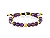 Invicta Jewelry Men's Amethyst Stone and Yellow Steel Bead Adjustable Bracelet (8mm)