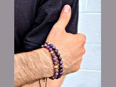 Invicta Jewelry Men's Amethyst Stone and Yellow Steel Bead Adjustable Bracelet (8mm)