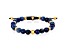 Invicta Jewelry Men's Sodalite Stone and Yellow Steel Bead Adjustable Bracelet (8mm)