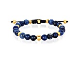Invicta Jewelry Men's Sodalite Stone and Yellow Steel Bead Adjustable Bracelet (8mm)