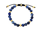 Invicta Jewelry Men's Sodalite Stone and Yellow Steel Bead Adjustable Bracelet (8mm)
