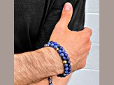 Invicta Jewelry Men's Sodalite Stone and Yellow Steel Bead Adjustable Bracelet (8mm)