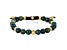 Invicta Jewelry Men's Moss Agate Stone and Yellow Steel Bead Adjustable Bracelet (8mm)