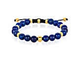 Invicta Jewelry Men's Lapis Lazuli Stone and Yellow Steel Bead Adjustable Bracelet (8mm)