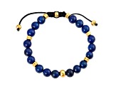 Invicta Jewelry Men's Lapis Lazuli Stone and Yellow Steel Bead Adjustable Bracelet (8mm)