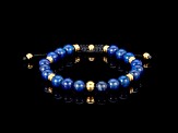 Invicta Jewelry Men's Lapis Lazuli Stone and Yellow Steel Bead Adjustable Bracelet (8mm)