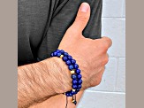 Invicta Jewelry Men's Lapis Lazuli Stone and Yellow Steel Bead Adjustable Bracelet (8mm)