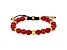 Invicta Jewelry Men's Red Agate Stone and Yellow Steel Bead Adjustable Bracelet (8mm)