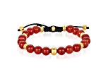 Invicta Jewelry Men's Red Agate Stone and Yellow Steel Bead Adjustable Bracelet (8mm)