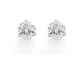 White IGI Certified Lab-Grown Diamond 18k White Gold 3 Prong Martini Stud Earrings 3.00ctw