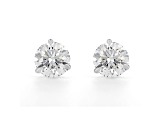 Certified White Lab-Grown Diamond F VS1 18k White Gold 3 Prong Martini Stud Earrings 3.00ctw