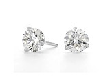 Certified White Lab-Grown Diamond F VS1 18k White Gold 3 Prong Martini Stud Earrings 3.00ctw