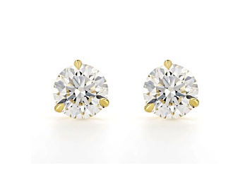 Picture of Certified White Lab-Grown Diamond F VS1 18k Yellow Gold 3 Prong Martini Stud Earrings 3.00ctw