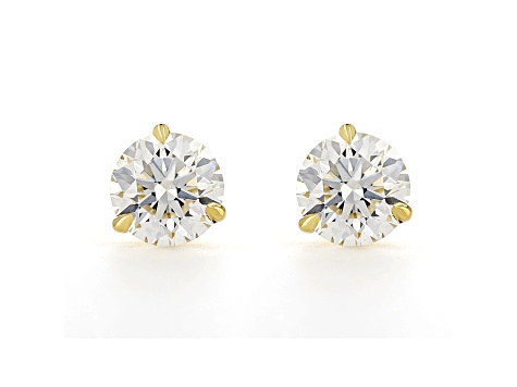 Certified White Lab-Grown Diamond F VS1 18k Yellow Gold 3 Prong Martini Stud Earrings 3.00ctw