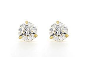 White IGI Certified Lab-Grown Diamond 18k Yellow Gold 3 Prong Martini Stud Earrings 3.00ctw