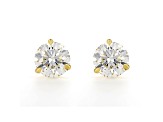 Certified White Lab-Grown Diamond F VS1 18k Yellow Gold 3 Prong Martini Stud Earrings 3.00ctw