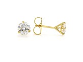 Certified White Lab-Grown Diamond F VS1 18k Yellow Gold 3 Prong Martini Stud Earrings 3.00ctw